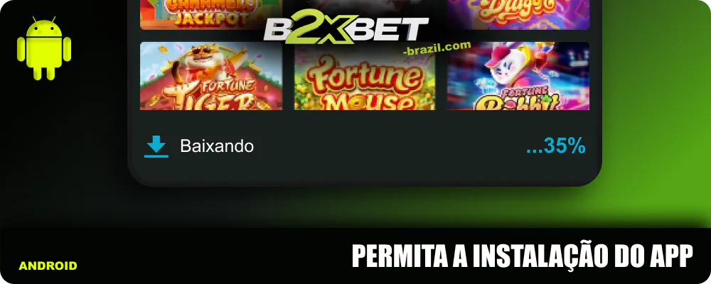 Aguarde até que o arquivo APK B2xbet seja baixado