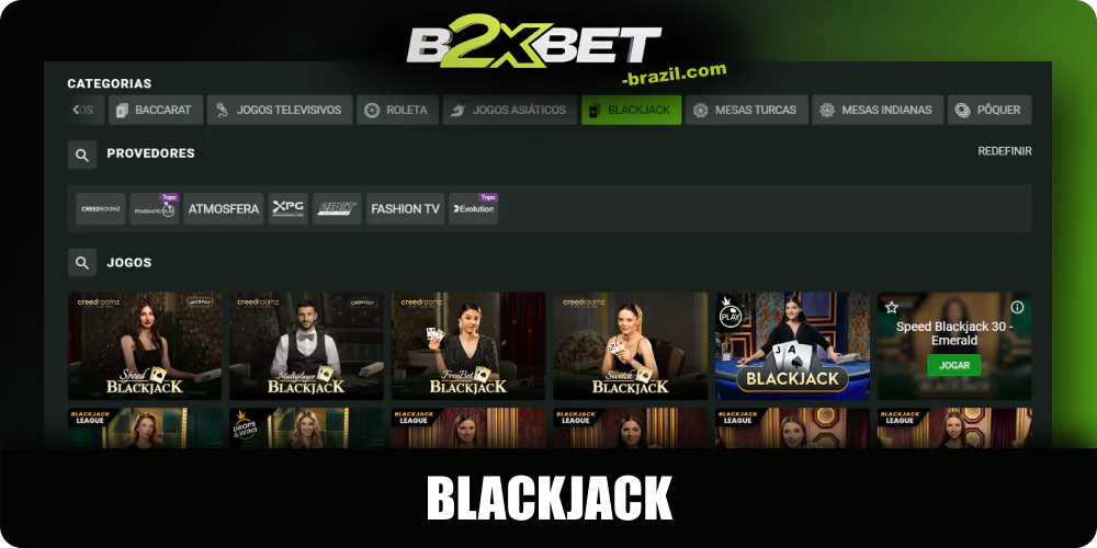 Blackjack na B2xbet Brasil