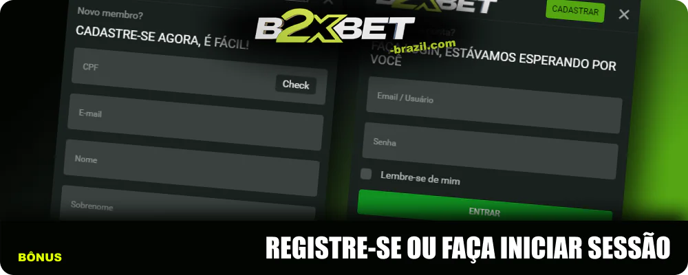 Registre-se ou faça login na sua conta B2xbet