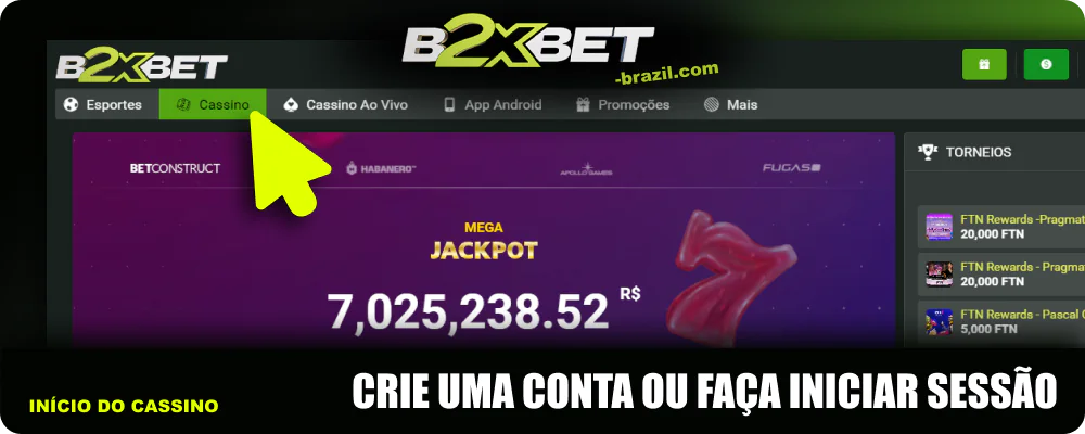 Seleccione Casino ou Casino ao Vivo no menu principal do B2xbet