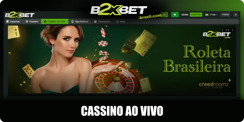 Casino com dealer ao vivo na B2xbet