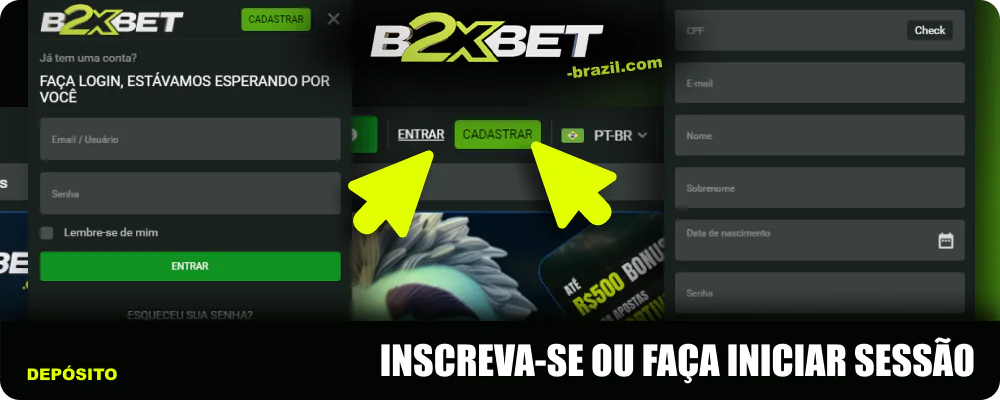 Registre-se ou faça login na sua conta B2xBet