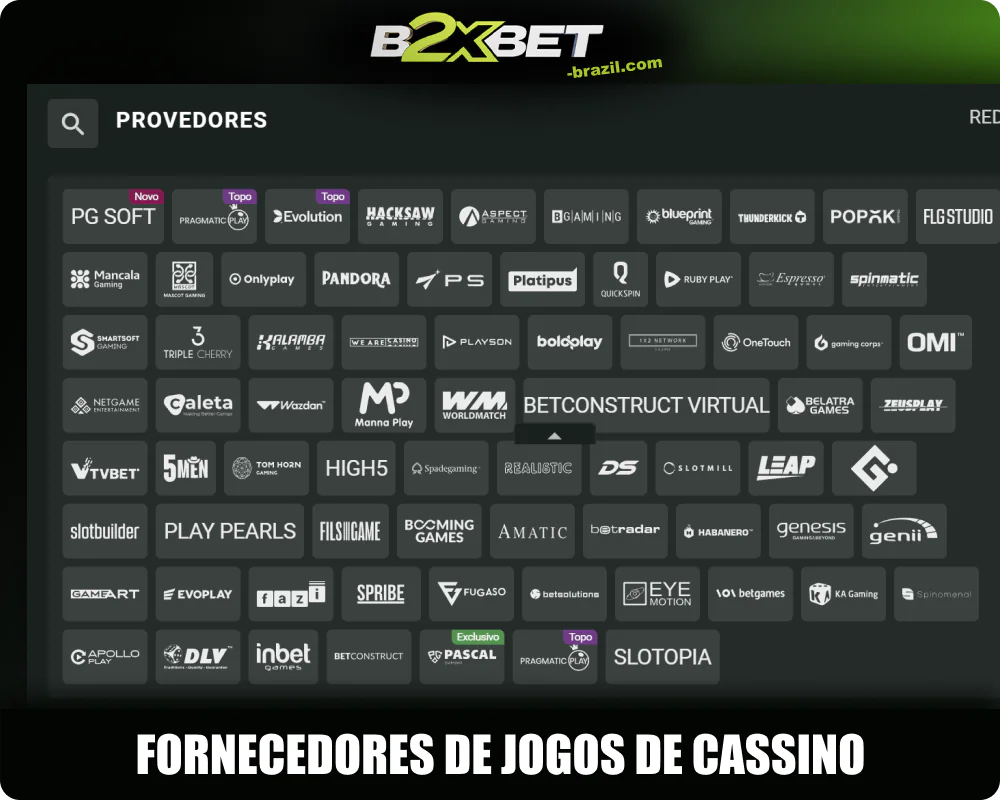 Provedores de Jogos de Casino B2xbet