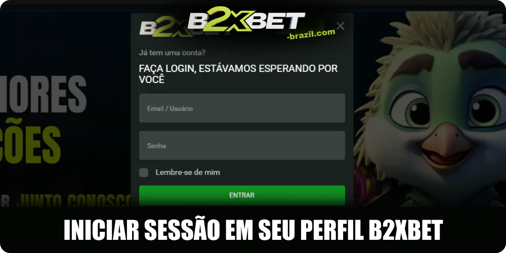 Faça login na sua conta B2xbet