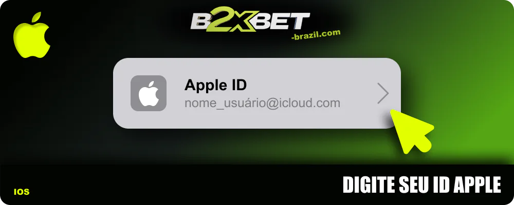 Digite seu ID Apple para continuar baixando o aplicativo B2xbet