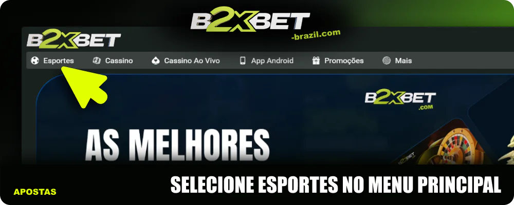 Seleccione Desporto no menu principal do B2xbet