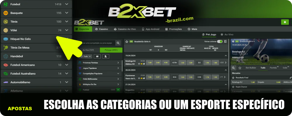 Escolha um desporto da seleção de desportos da B2xbet