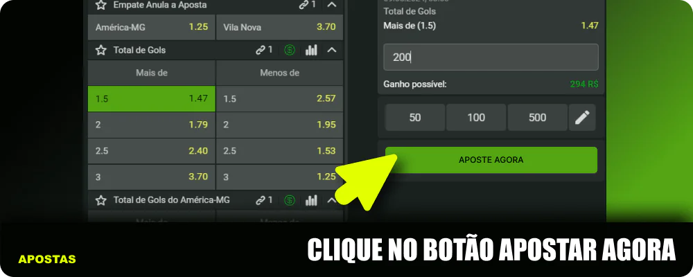 Clique no botão "Apostar agora" na B2xbet