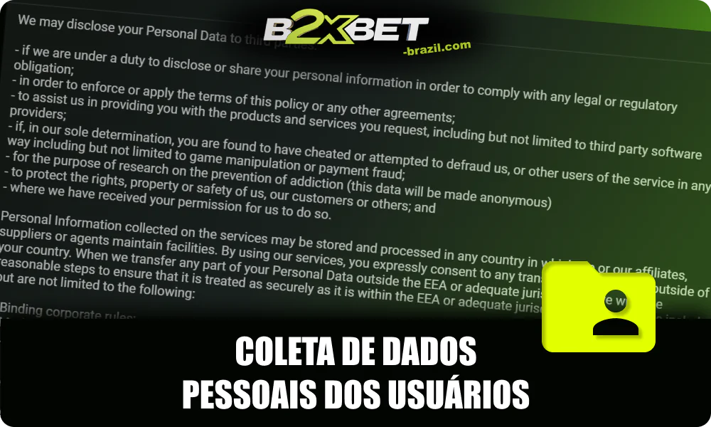 Recolha de dados pessoais dos utilizadores pela B2xbet Brasil