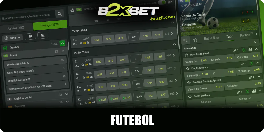 Apostas de futebol na B2xbet Brasil