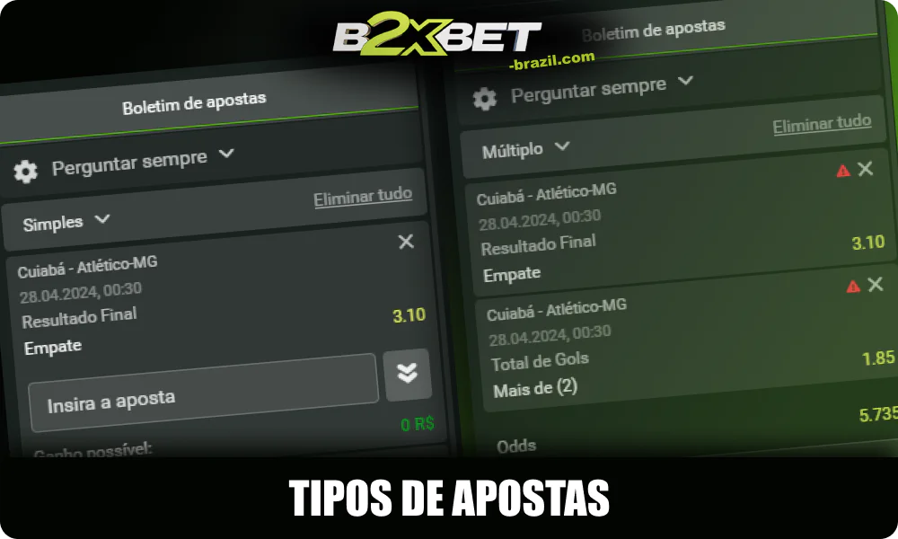 Modalidades de apostas desportivas na B2xbet Brasil