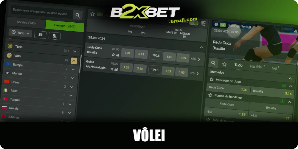 Apostas de vôlei na B2xbet Brasil