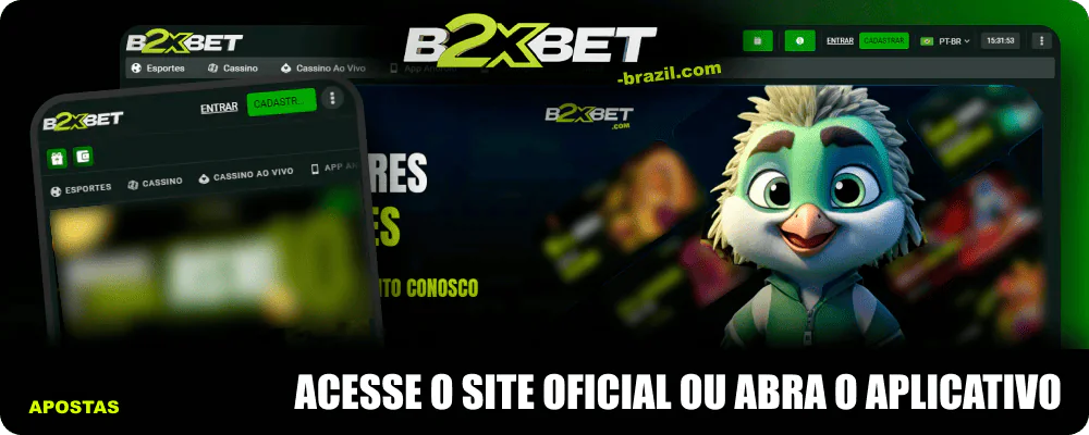 Aceder ao site oficial ou à aplicação B2xbet