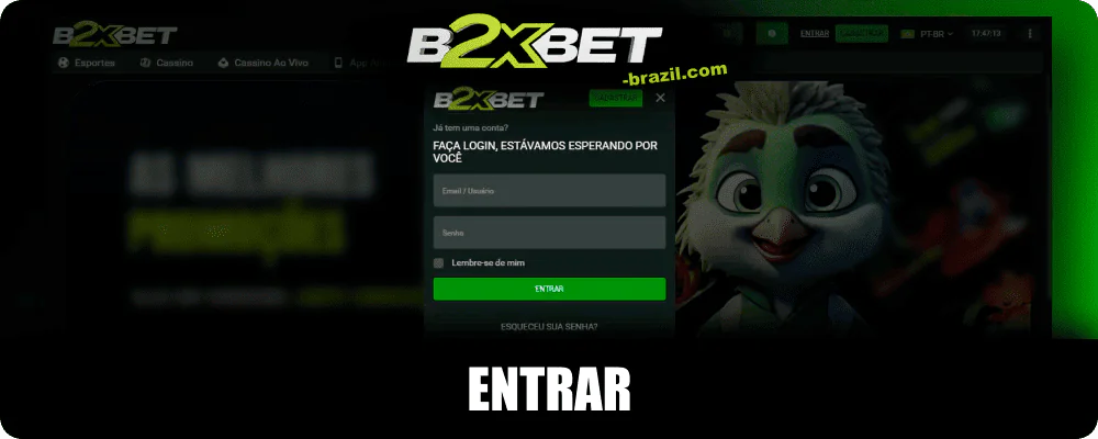 Faça login na sua conta B2xbet